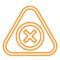 icon of a triangle with an encircled letter x in the middle