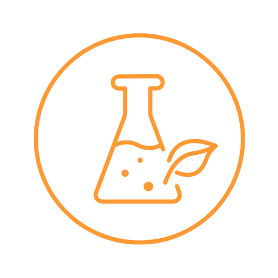 icon of a laboratory beaker with a leaf