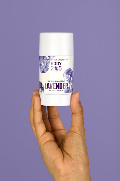 BODY206 Natural Kids Deodorant, Aluminum-Free, Baking Soda-Free, Paraben-Free (2.6oz.) (Lavender)